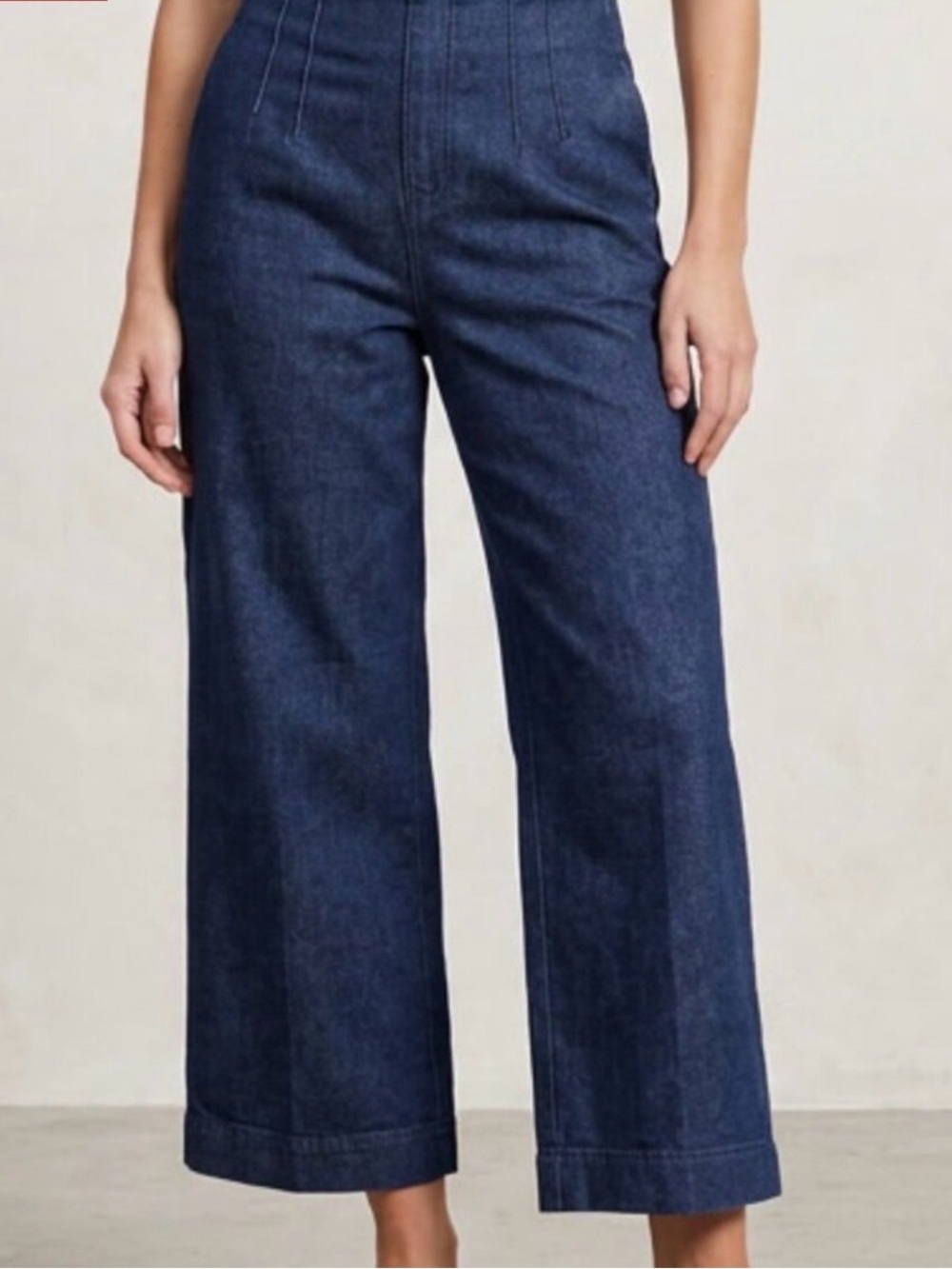 Spanx Cropped Wide Leg Jeans Size L Indigo Wash